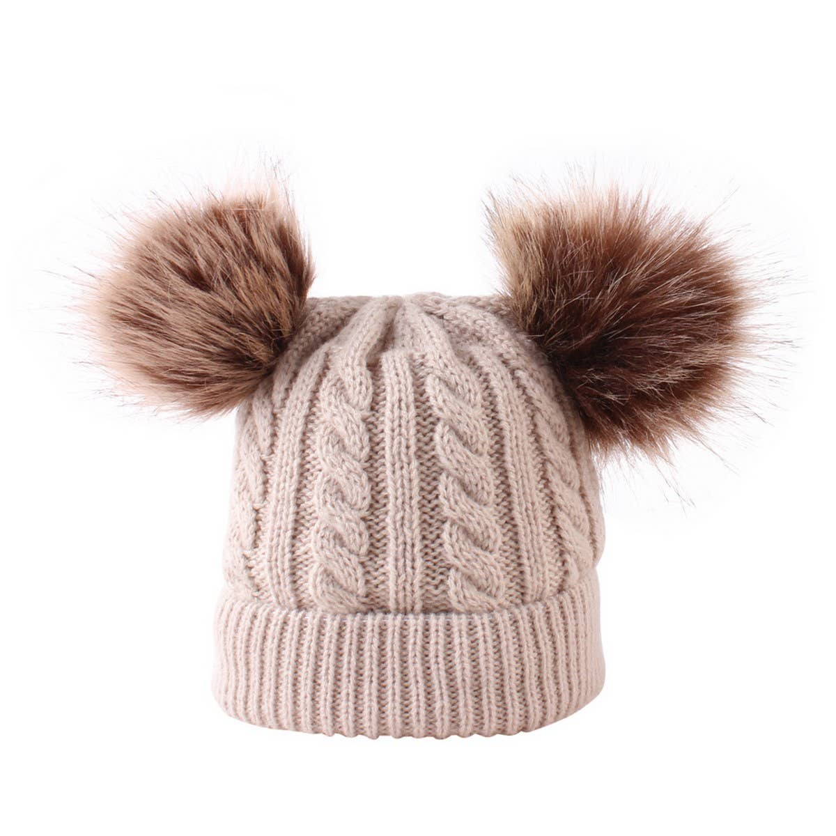 DOUBLE BALL TWIST CUTE BABY KNITTED HAT_CWAH1753