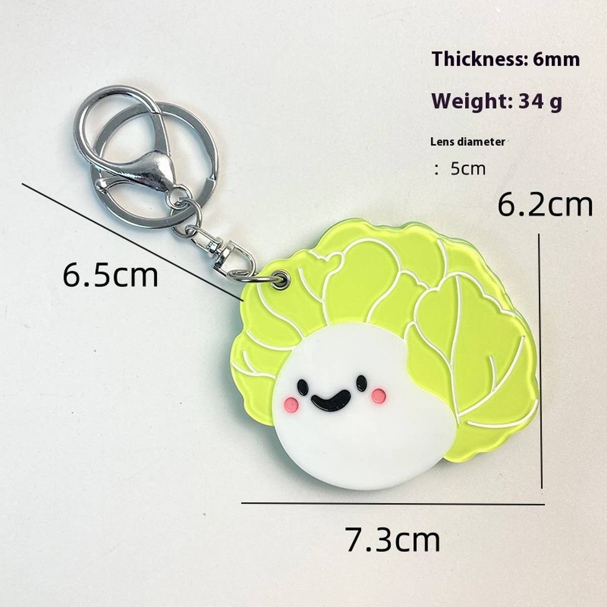 Cute Cabbage Slide Mirror Keychain Acrylic