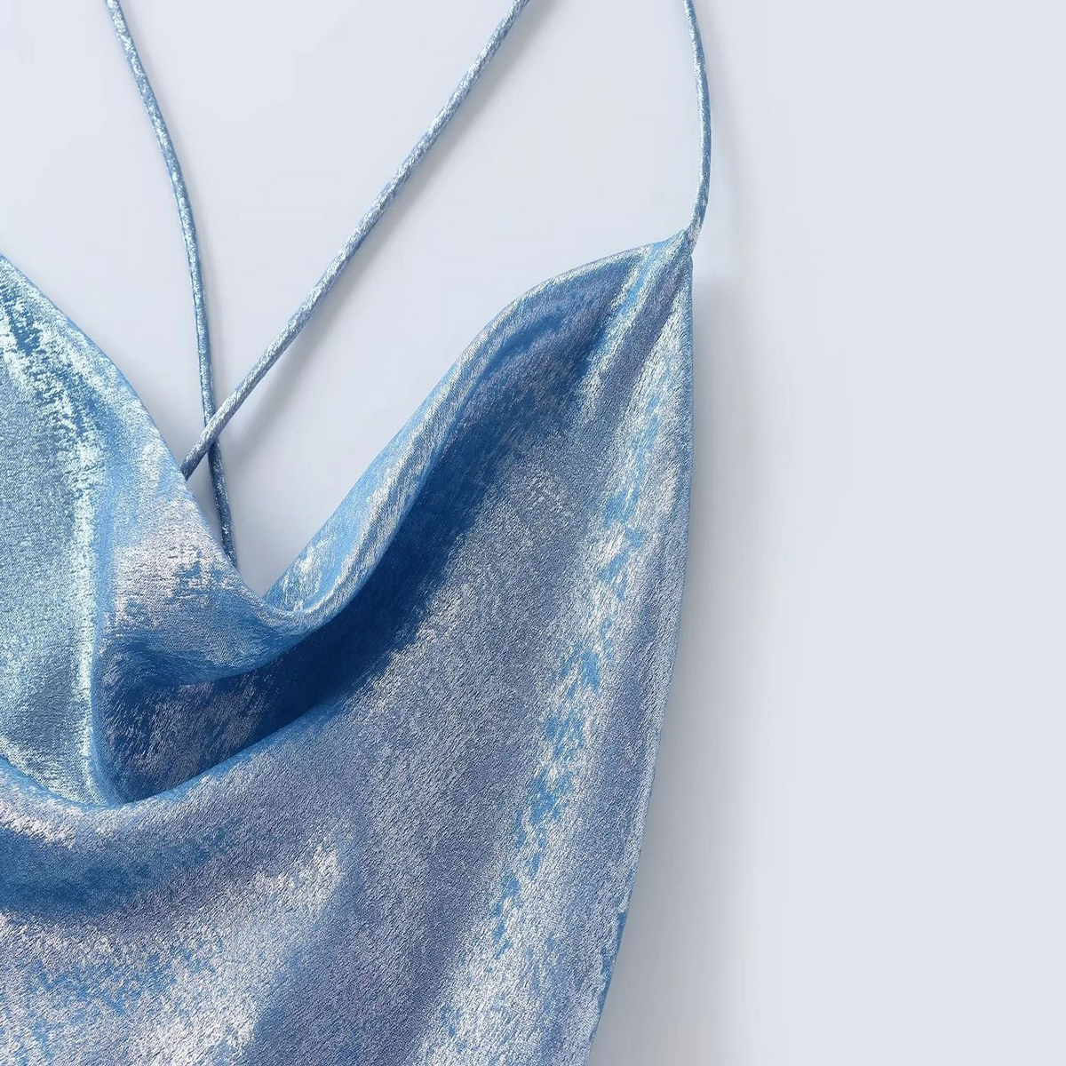 Fashion Metallic Foil Draped Collar Mini Dress_CWDMD5813