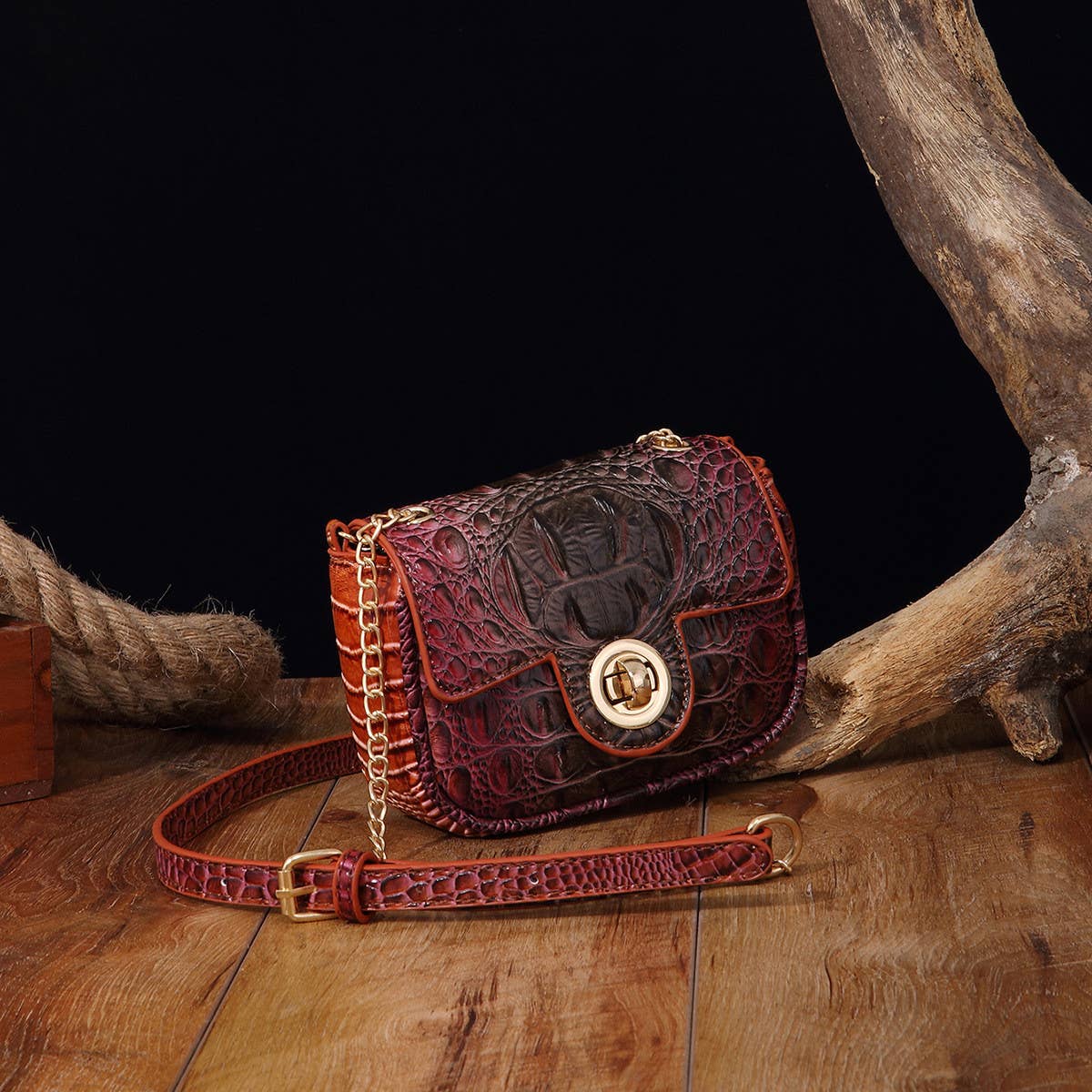 WOMEN MULTI-COLOR CROCODILE PATTERN SHOULDER BAG_CWAB2596