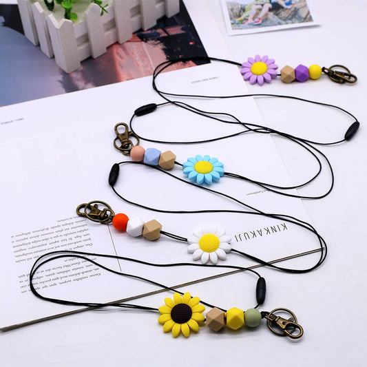 SIMPLE SILICONE BEAD FLOWER LANYARD KEYCHAIN_CWMM1578