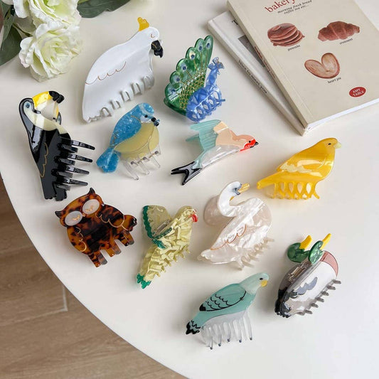 Bird Hair Claw??œAcetate Swan Peacock & Swallow Clip_CWAHA5763