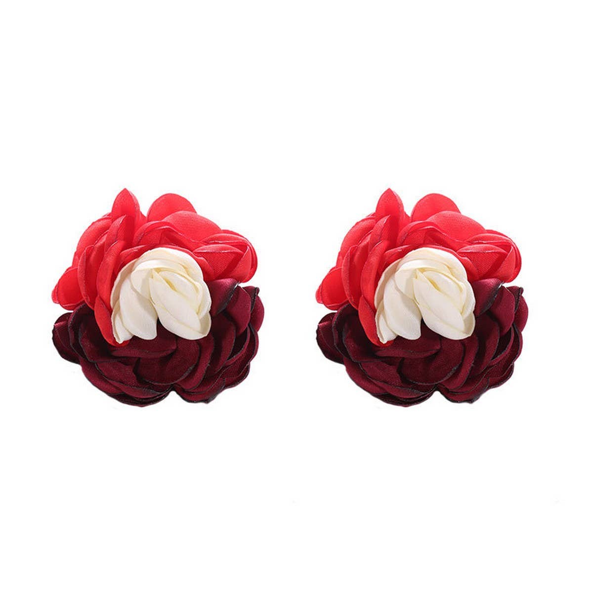 Colorblock Fabric Flower Stud Trendy Earrings