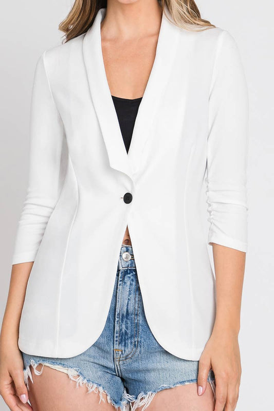 CWOBL102_Long Sleeve Stretch Open Front Blazer Jacket