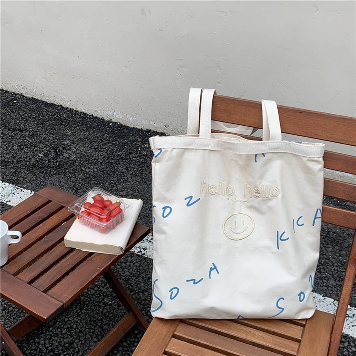 CWAB5803_SIMPLE EMBROIDERED LETTER PRINT SHOULDER BAG