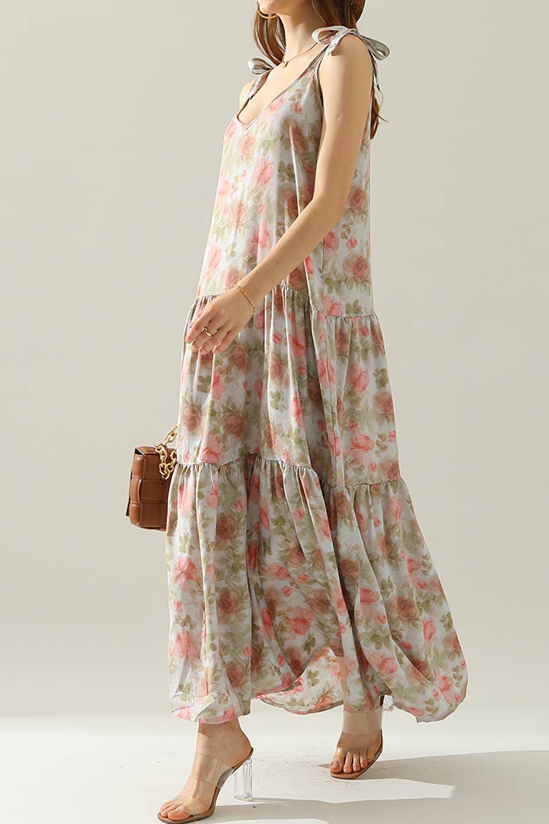 CWDMD543_SLEEVELESS STRAP TIE DRESS