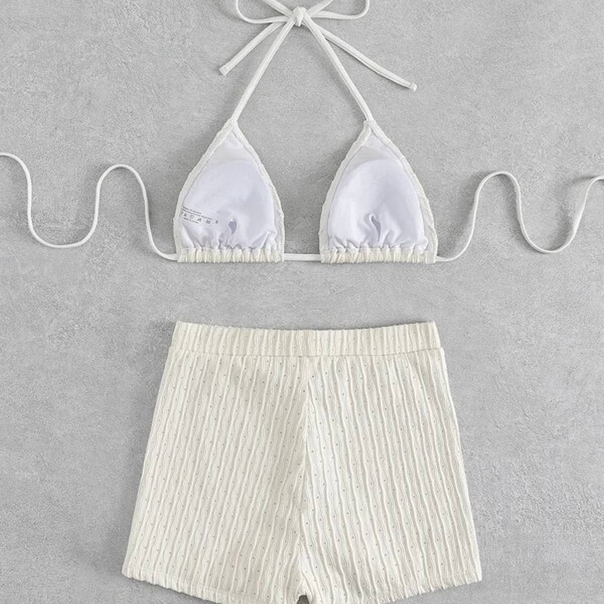 High Waist Bikini Set,Slimming Solid Color Swimsuit