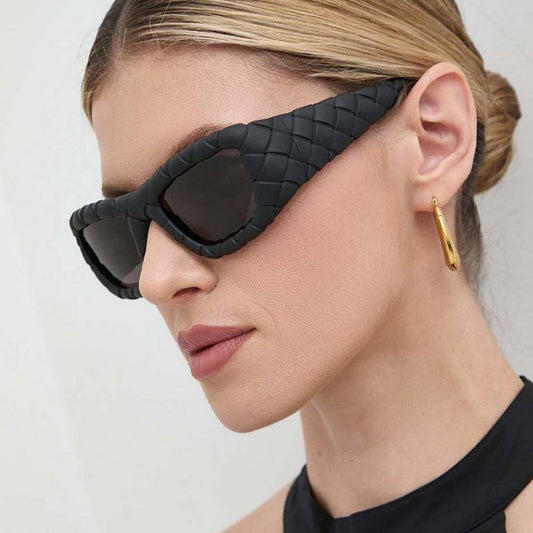 FASHIONABLE FAUX LEATHER LARGE FRAME SUNGLASSES