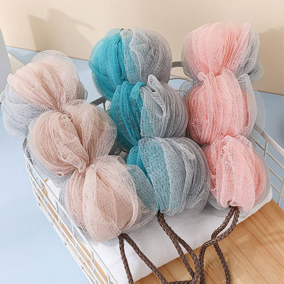 BATH POUF LONG LANTERN BATH FLOWER BALL_CWMM3371