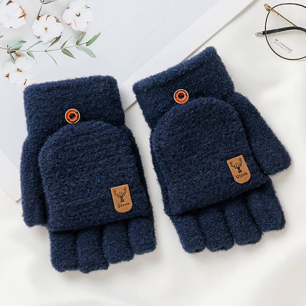 Men¡¯s Winter Flip Mittens Knit Half Full Finger_CWAG0524