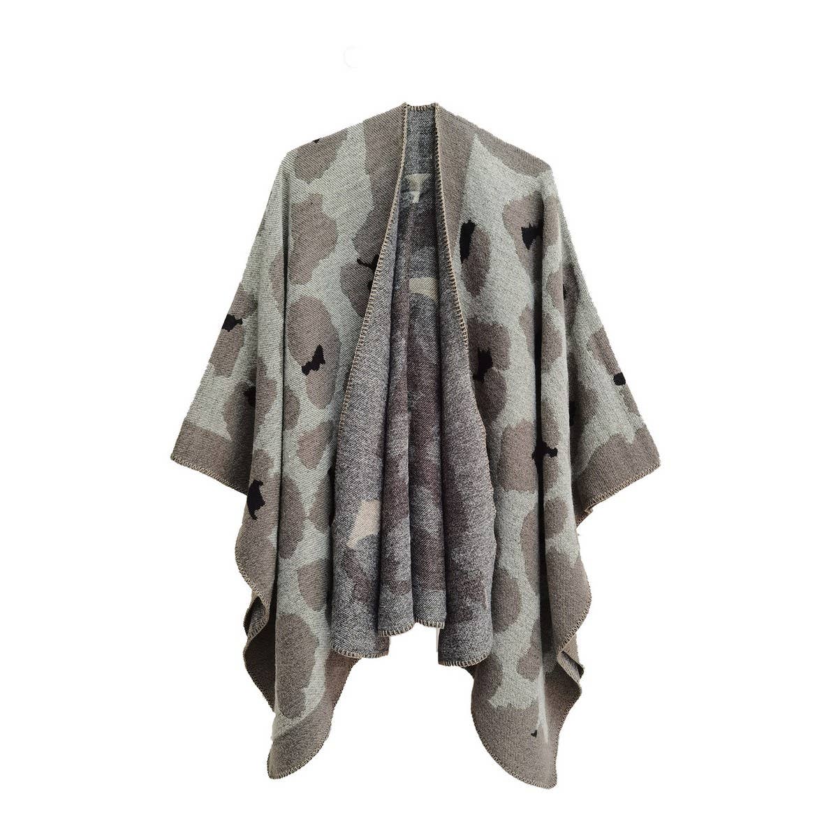 SPOT PATTERN MULTICOLOR WARM SPLIT CLOAK SHAWL_CWASC0297