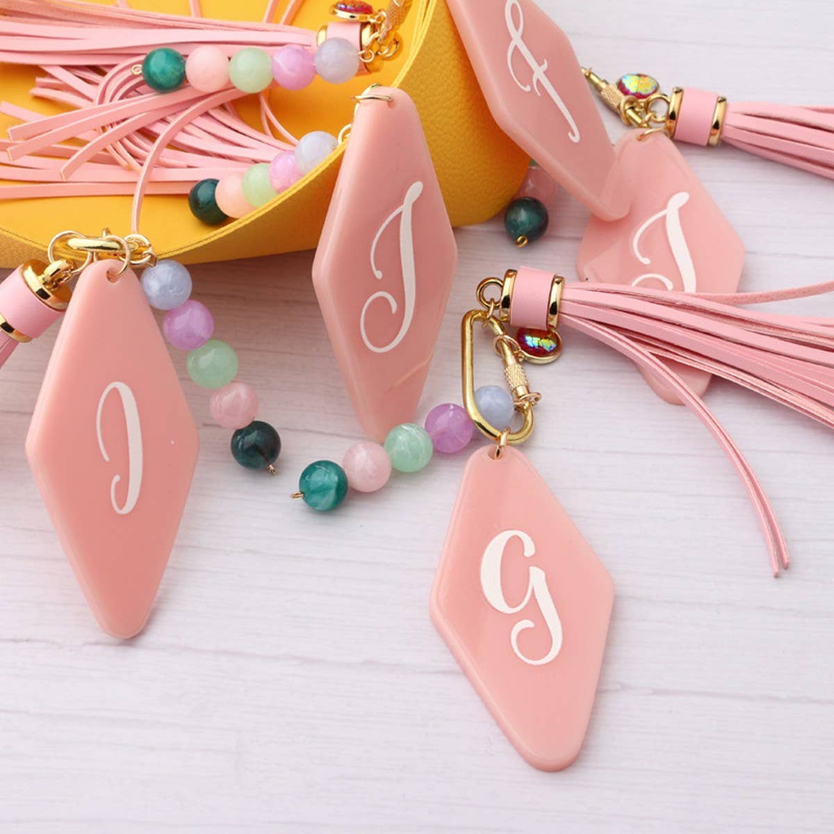 Geometric Acrylic Letter Bag Charm Keychain