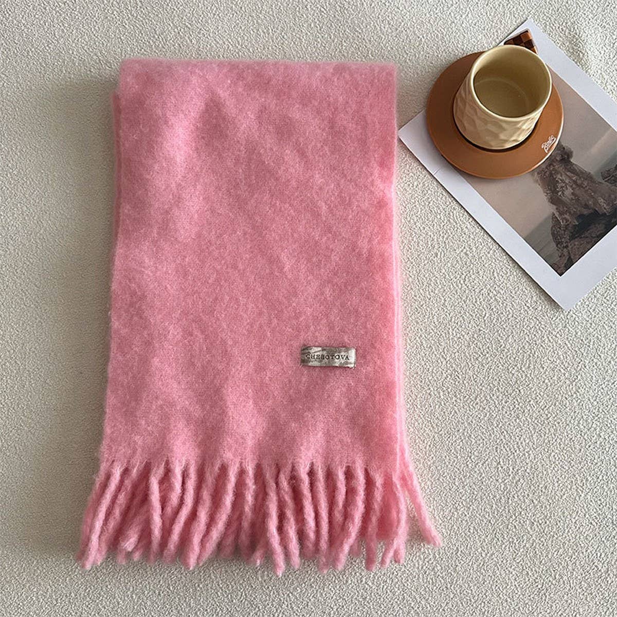 Chunky Wool Blend Scarf for Winter ? Solid Color