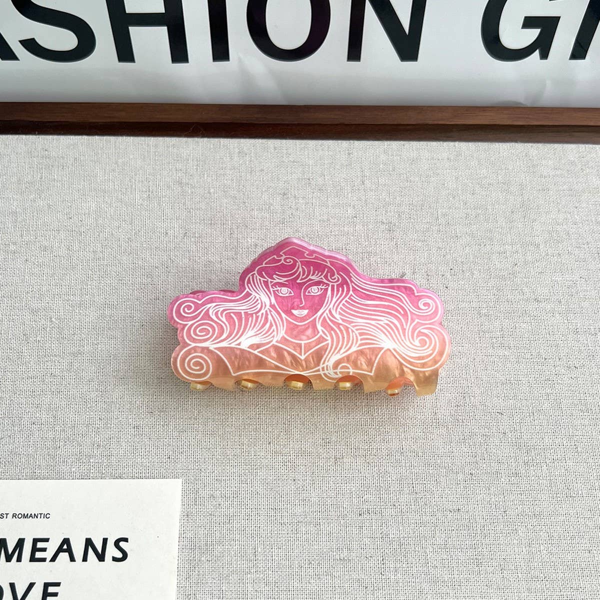 Gradient Bear & Mermaid Claw Clip ? Hand-painted