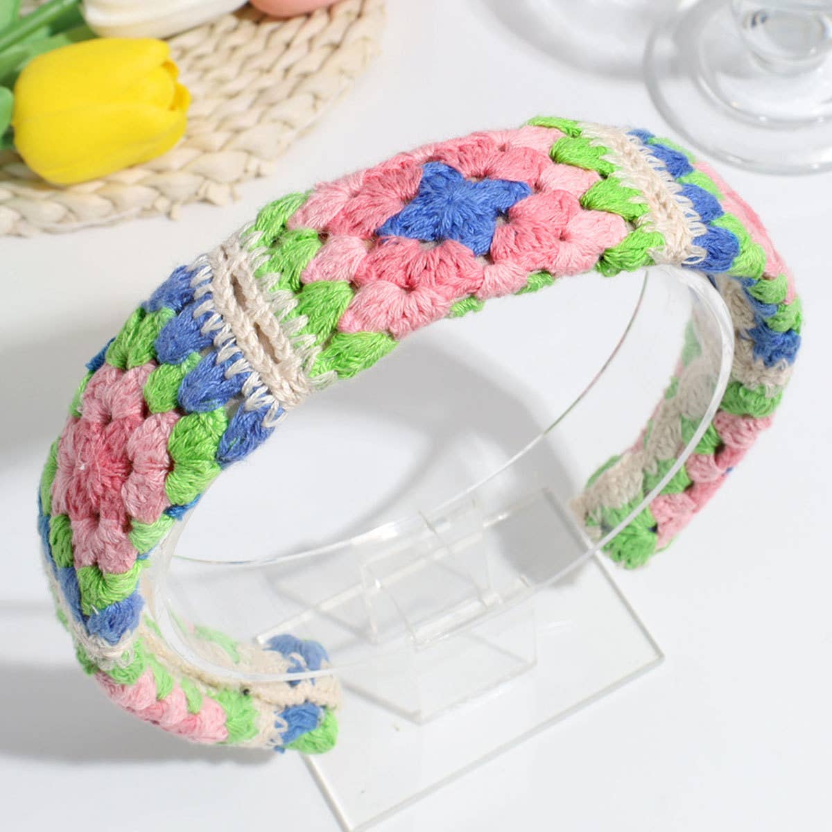 KNITTED COLOR MATCHING SWEET WIDE BRIM HEADBAND