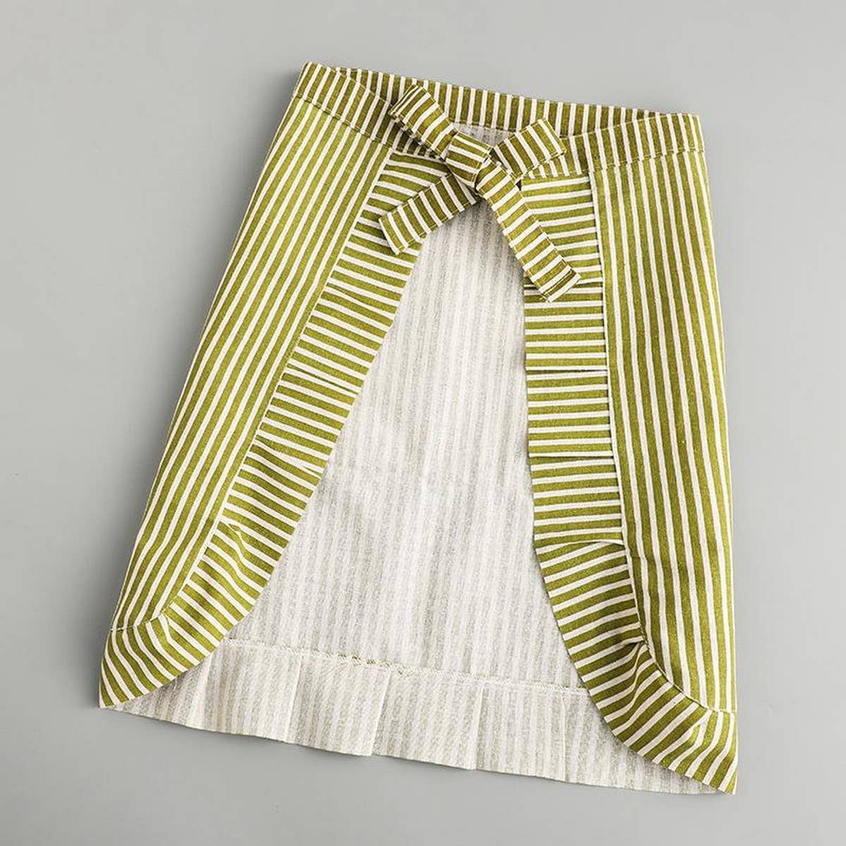 Stripe Half-length linen cooking Apron with pockets_CWMM2033