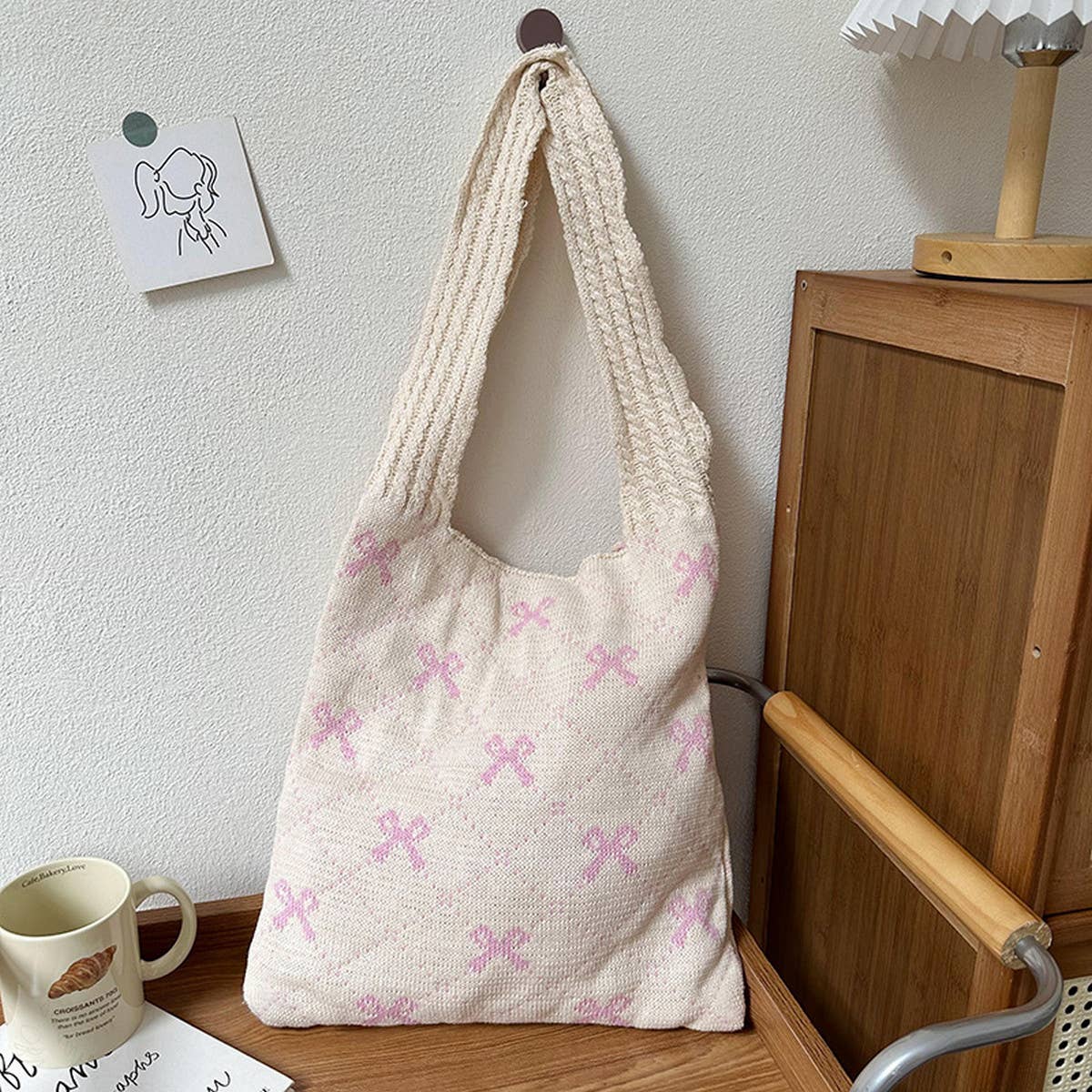 FASHIONABLE AND SIMPLE BOW DIAMOND TOTE BAG_CWAB3067