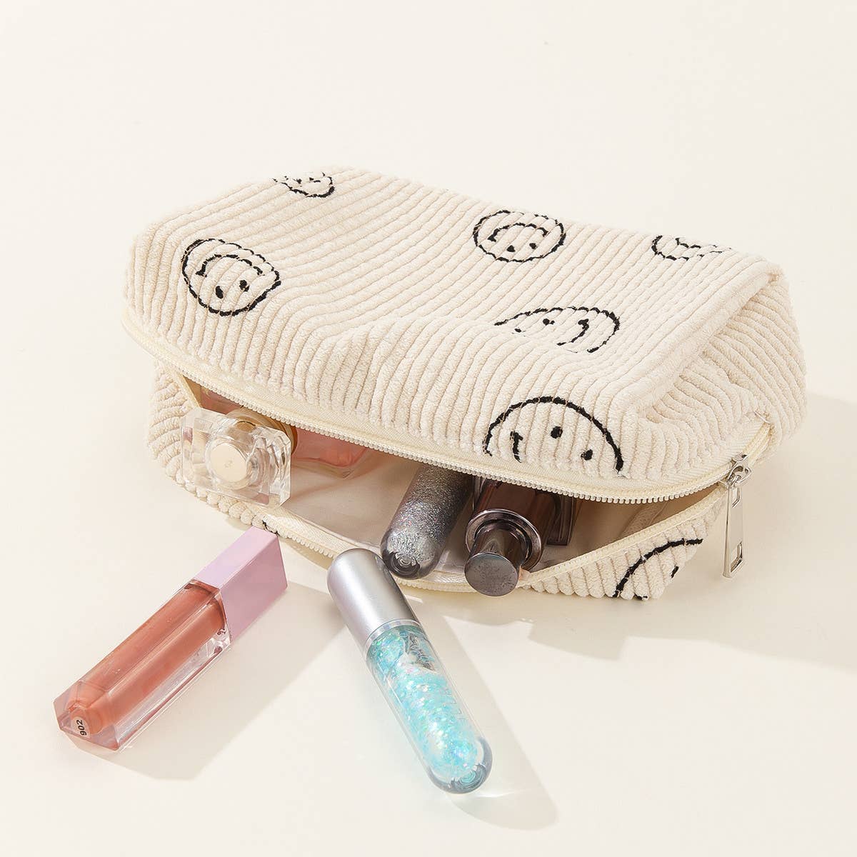 SIMPLE SMILING FACE MEDIUM COSMETIC BAG_CWAB1035