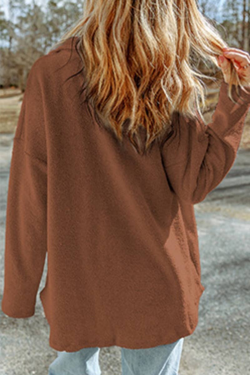 CWOCO1045_LONG SLEEVE JACKET WITH PLUSH POCKET BUTTONS