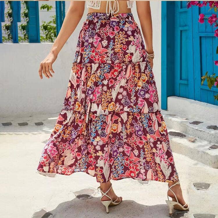 Exotic high-waisted slimming full-length skirt