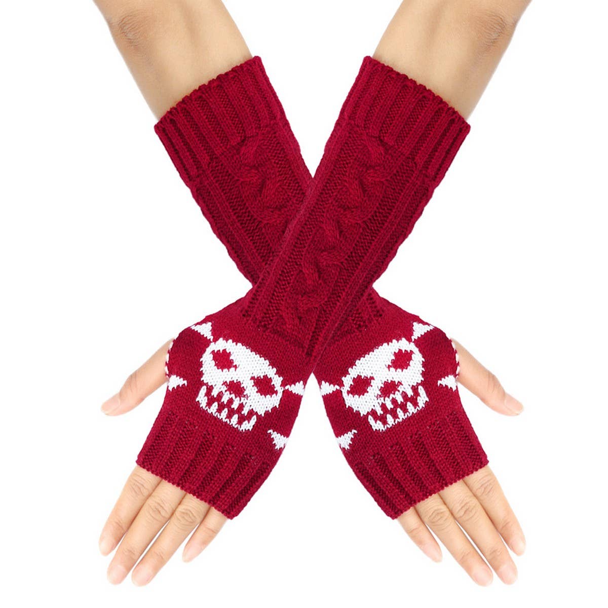 CWMM10078_KNIT FINGERLESS GLOVES LONG ARM WARMERS