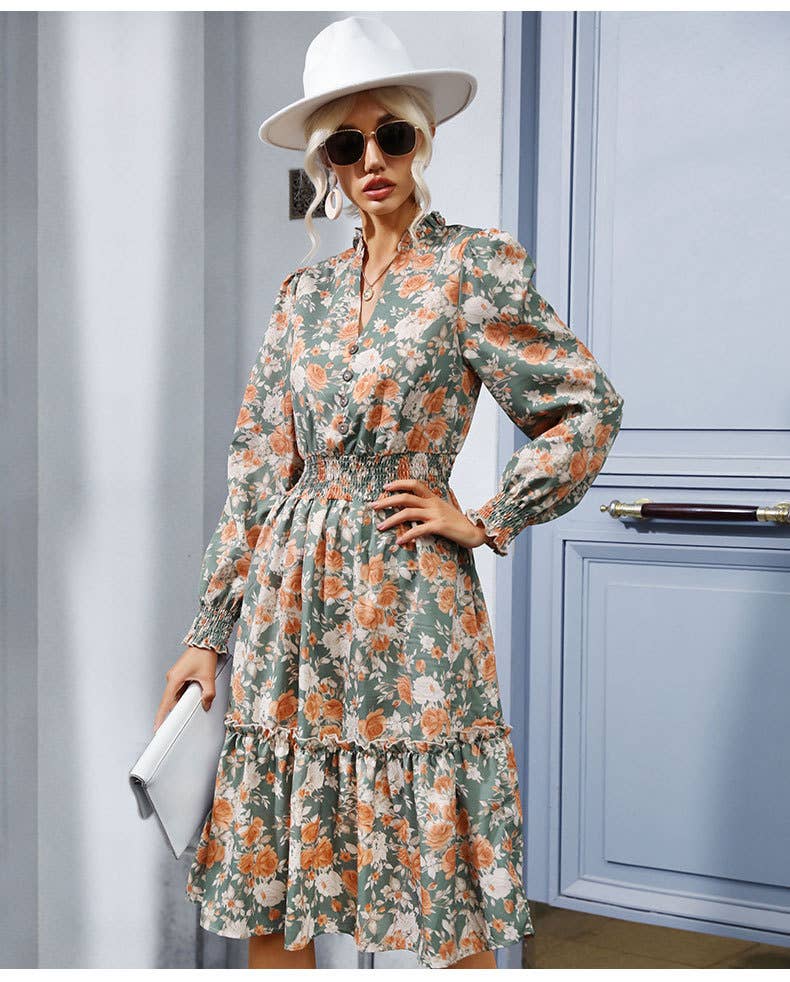 Long sleeve floral dress