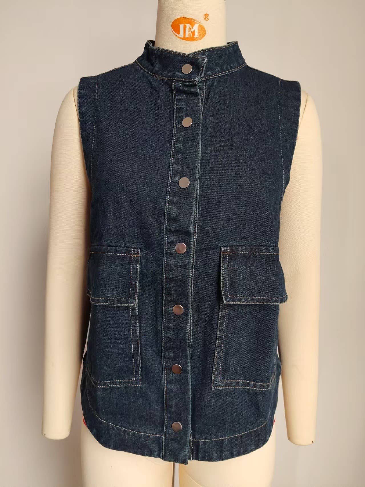 Washed casual loose denim vest jacket