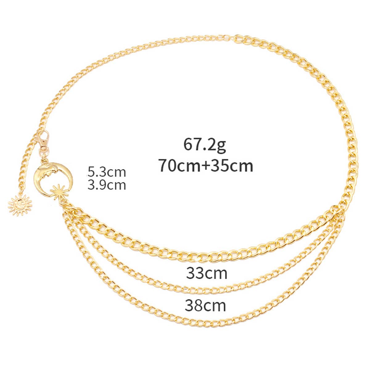 HIP HOP PUNK STYLE MOON MULTI LAYER BODY CHAIN