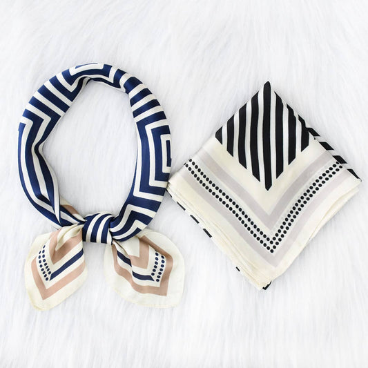 Striped Satin Square Scarf for Sun & Bag Wrap_CWASC1149