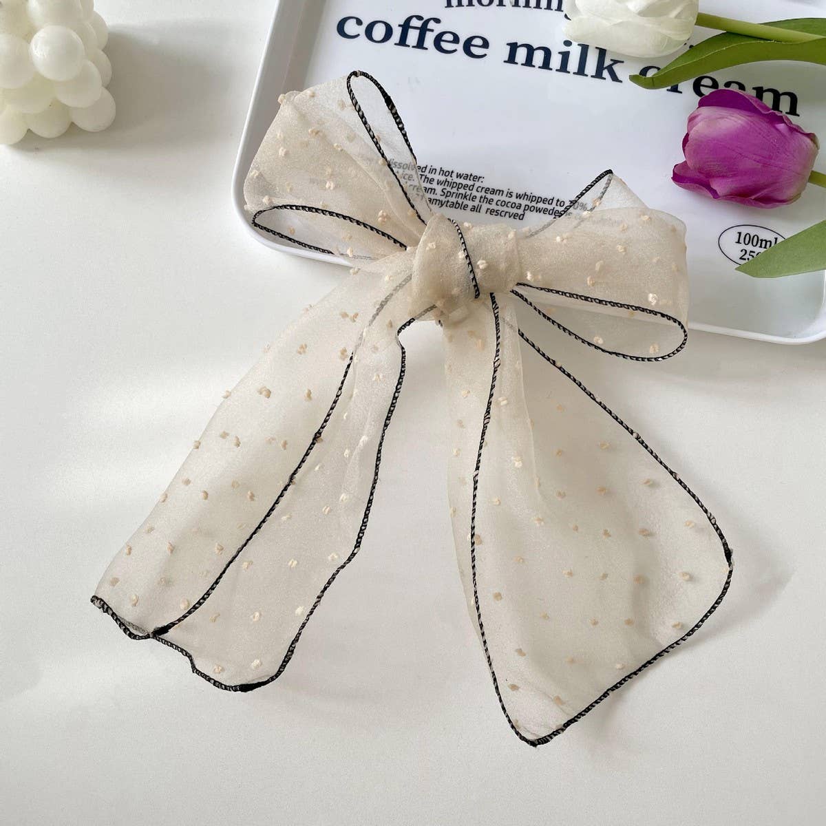 FASHIONABLE POLKA DOT BOW SCARF SCARF