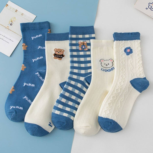NEW COTTON BREATHABLE BEAR MIDDLE TUBE SOCKS