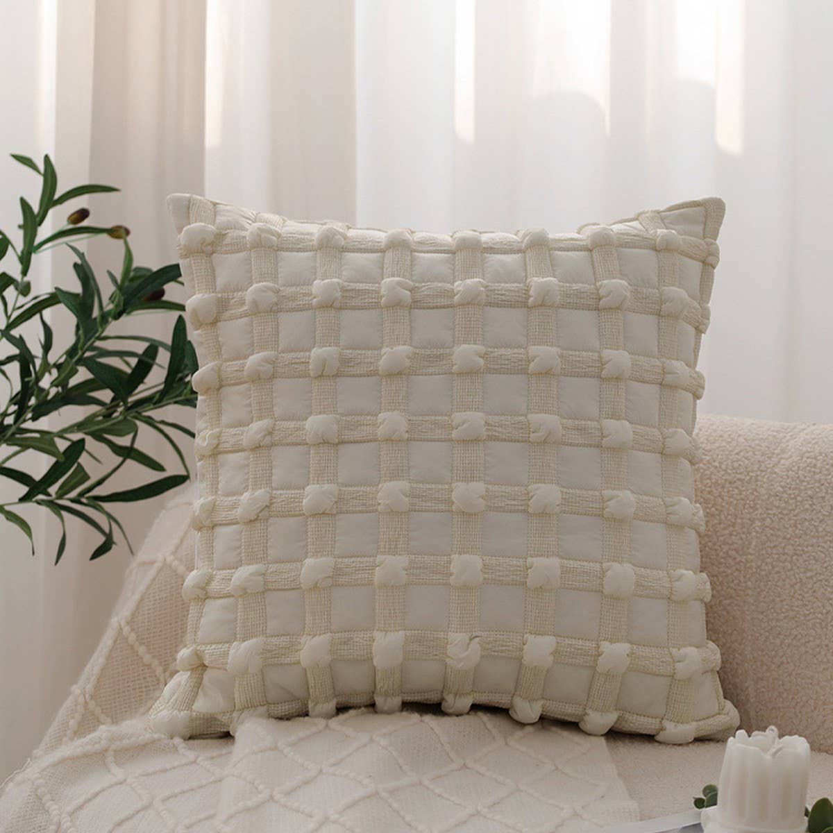 Cream Sofa Cushion Cover for Living Room & Bedroom