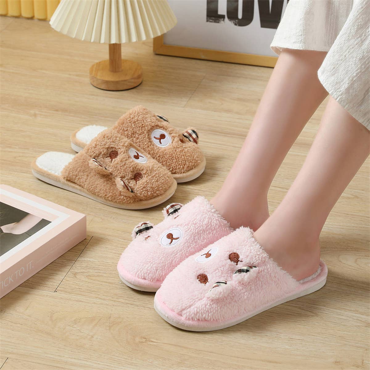 HOUSEHOLD CUTE CARTOON BEAR COTTON SLIPPERS