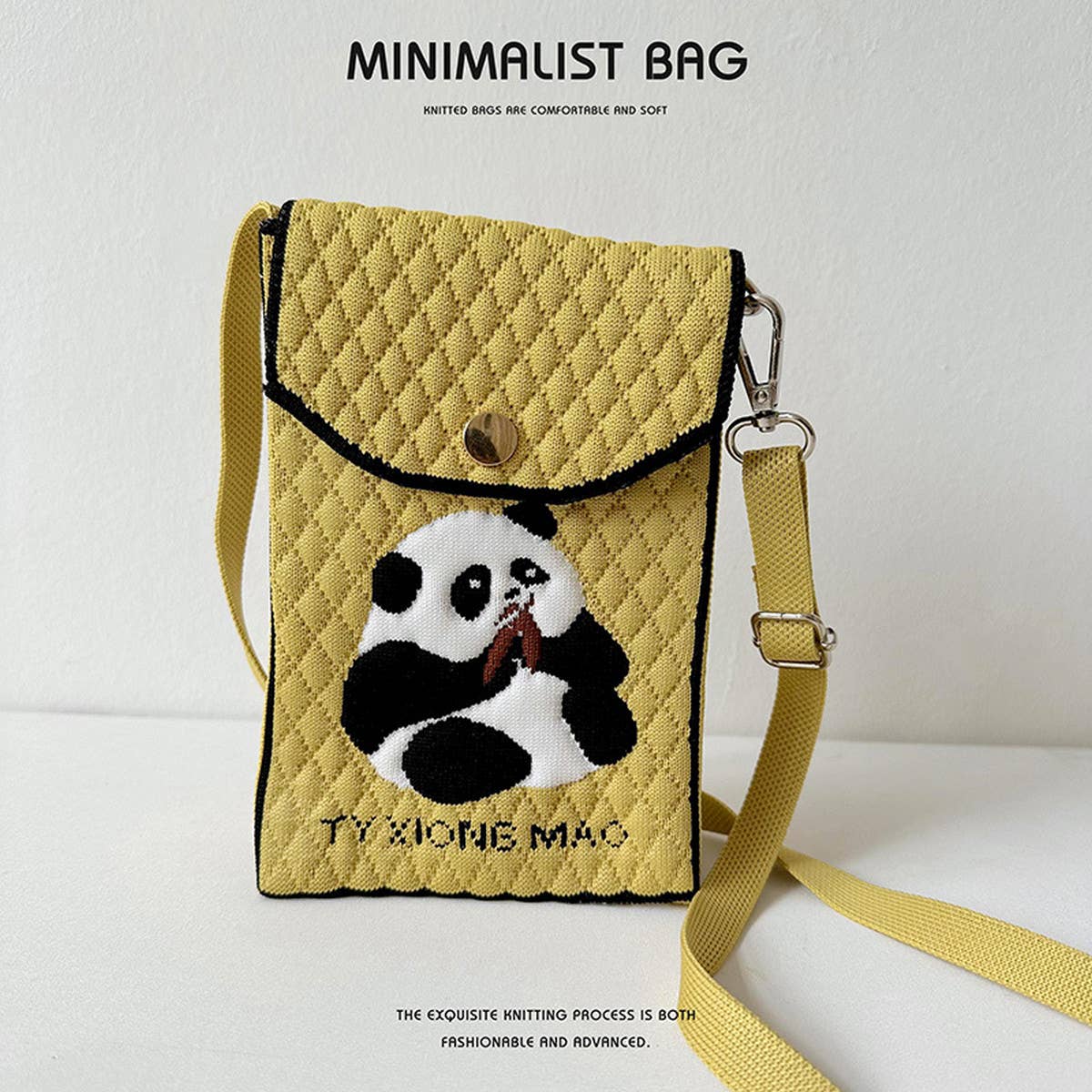 CUTE CARTOON PANDA KNITTED SHOULDER BAG_CWAB1520
