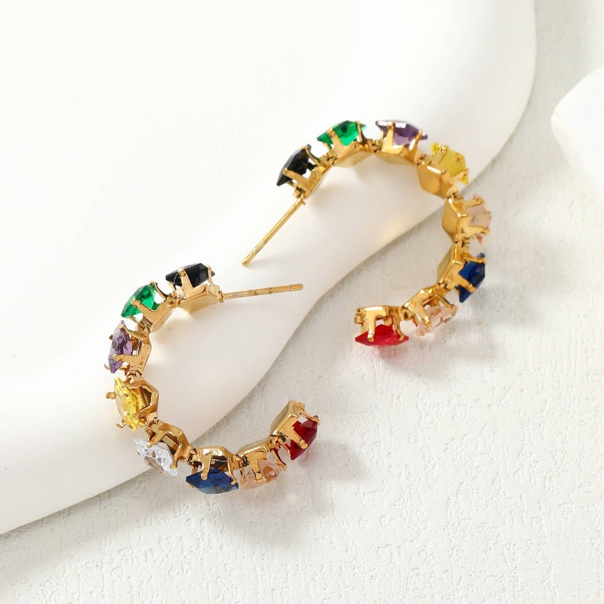 LIGHT LUXURY C-SHAPED DIAMOND EARRINGS