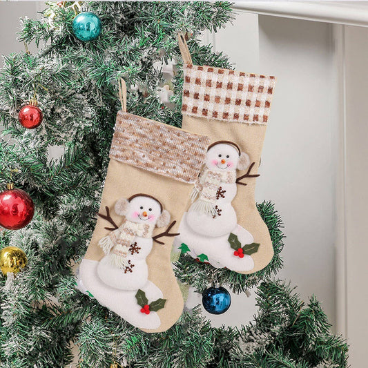 LARGE SNOWMAN CHRISTMAS SOCK STRIPED GIFT BAG_CWMS1445