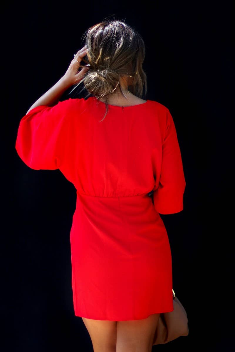 CWDSD8123_SOLID COLOR ELEGANT ASYMMETRIC SLIM FIT DRESS