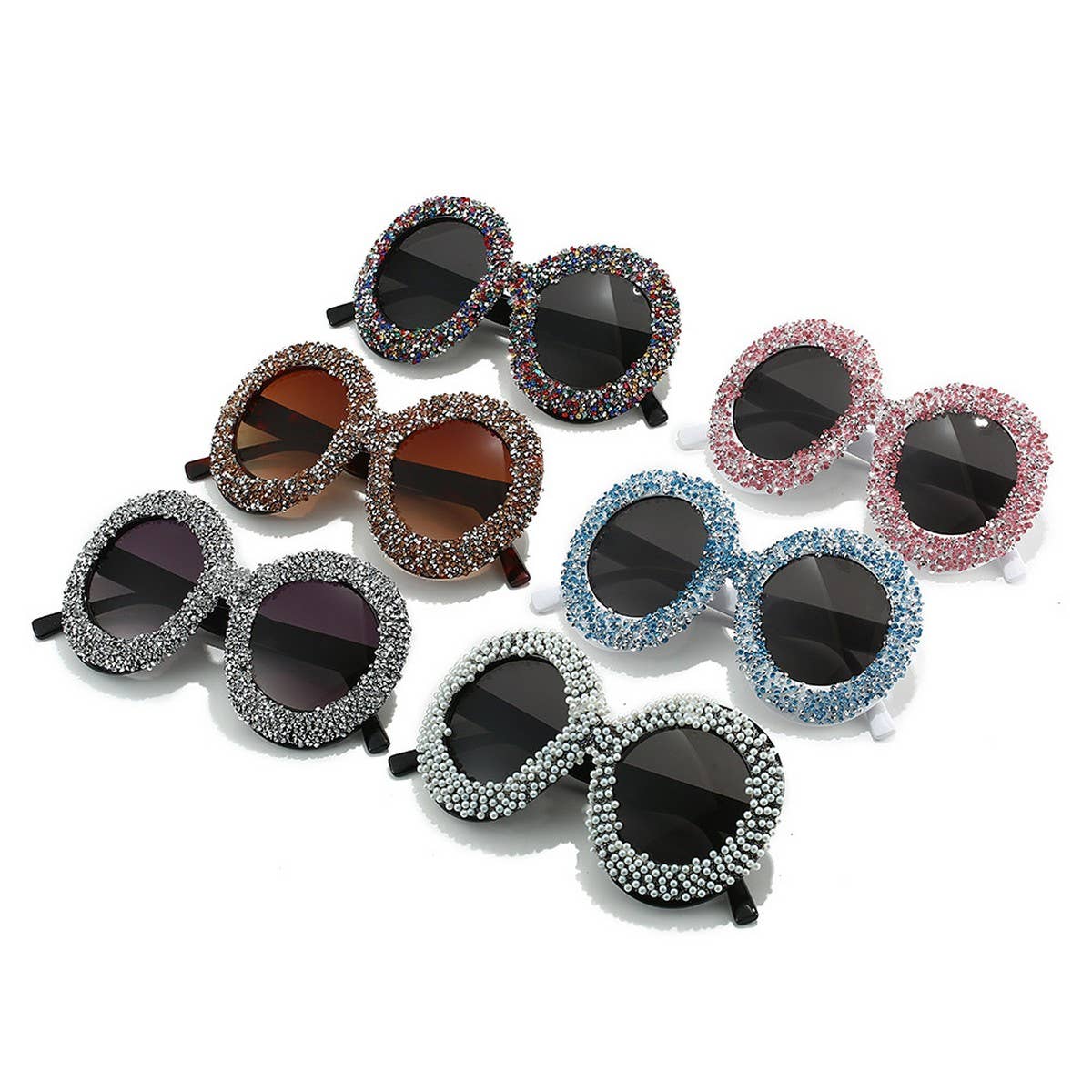 LARGE FRAME OVAL RHINESTONE SUNGLASSES