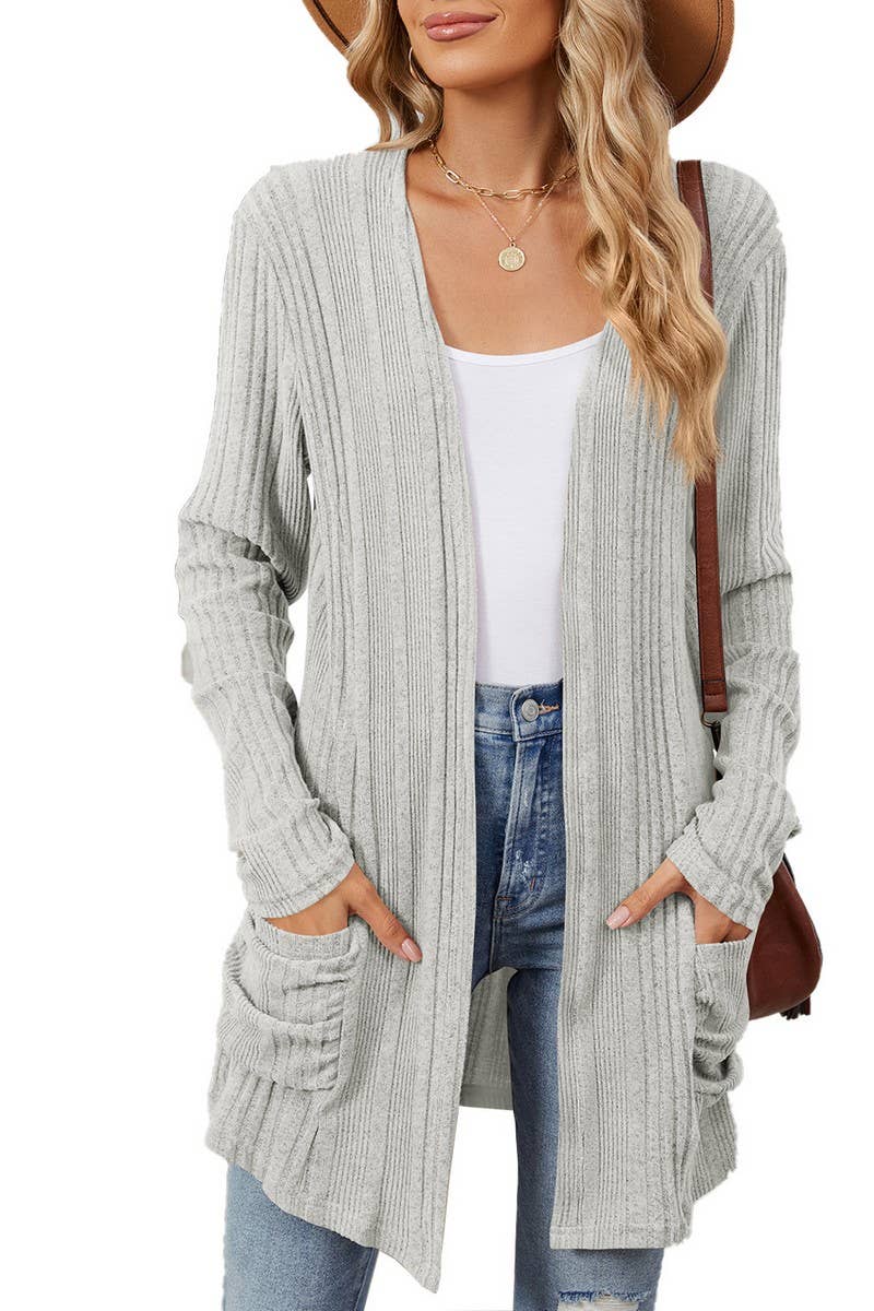 CWOCAL1923_BRUSHED POCKET LONG SLEEVE CARDIGAN COAT