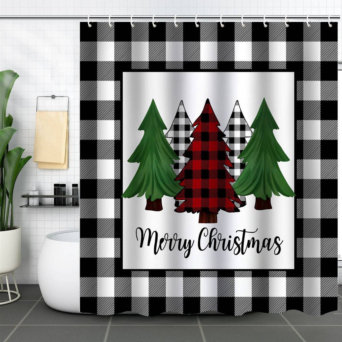 HOT SALE CHRISTMAS WATERPROOF SHOWER CURTAIN