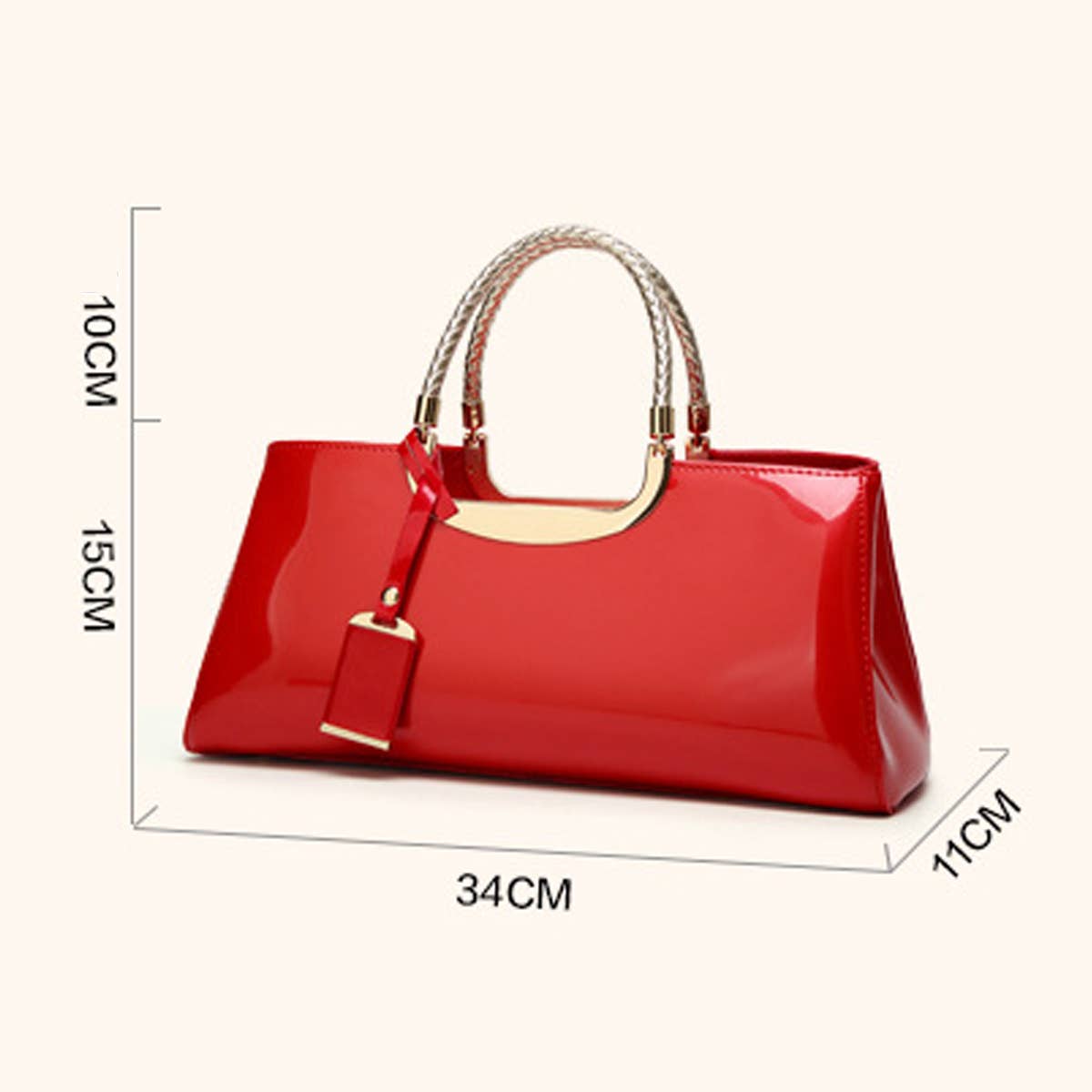 FASHIONABLE EVENING GLOSSY PATENT LEATHER TOTE_CWAB2635