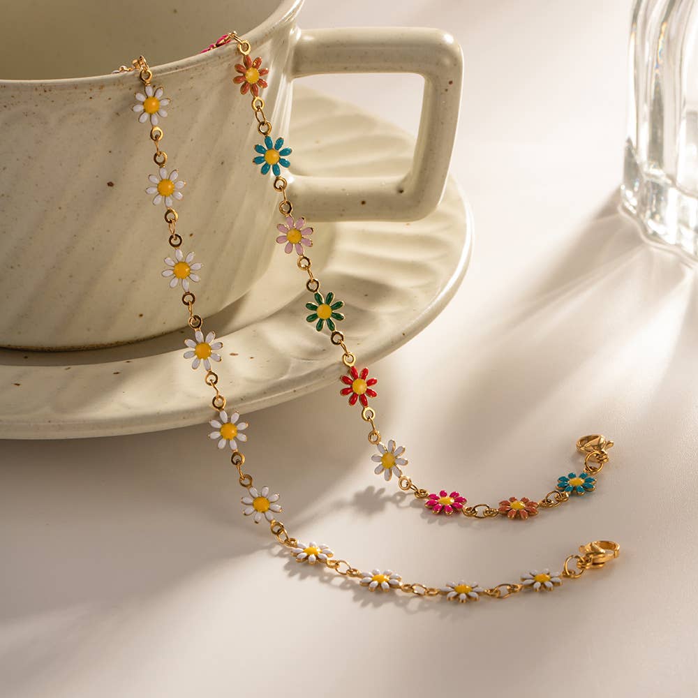Ethnic-style flower colorful small Daisy bracelet