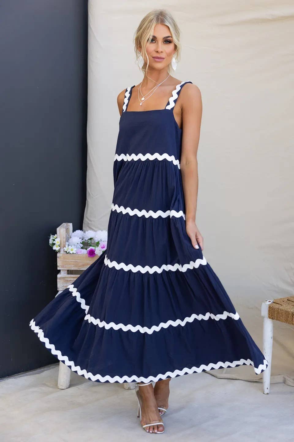 SIMPLE SEXY RIPPLE TOP OVERSIZED SWING SLIP DRESS