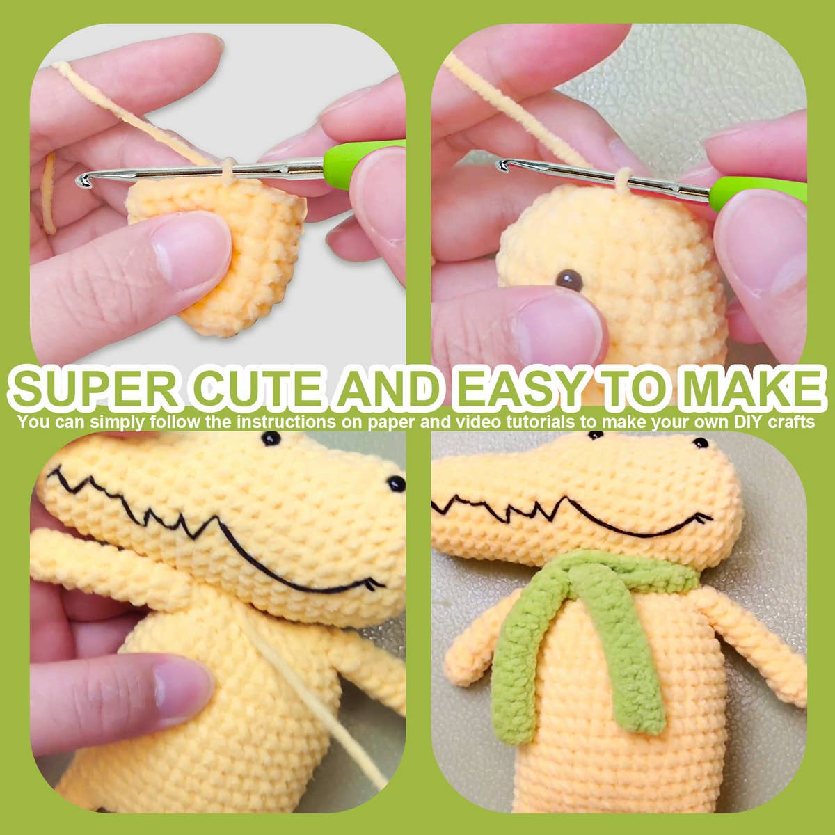 HANDMADE CROCODILE DOLL CROCHET MATERIAL KIT