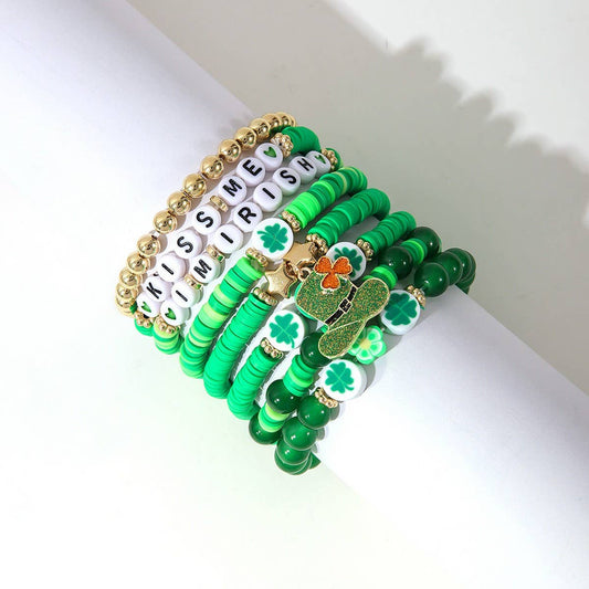 ST. PATRICK'S DAY FOUR LEAF CLOVER HAT BRACELET_CWMM3500