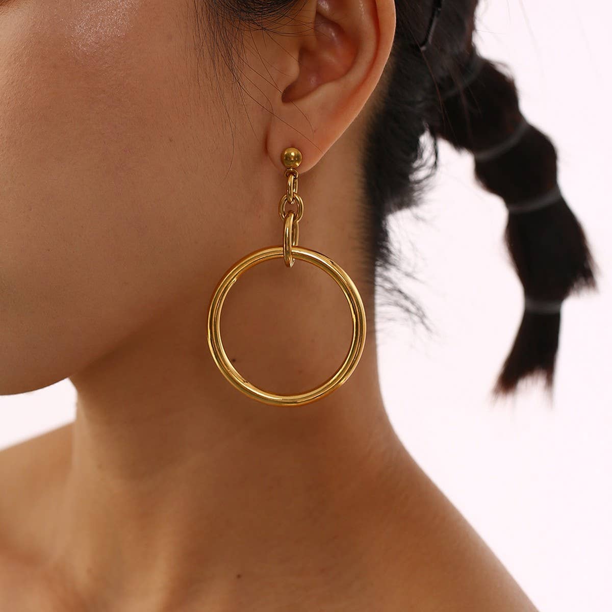 Creative 18K Steel Hollow Circle Geometric Earrings