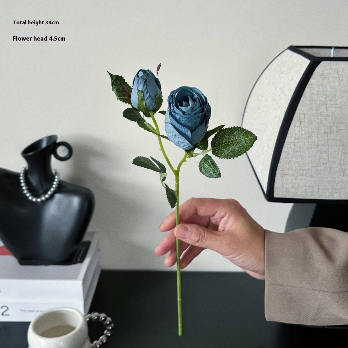 Vintage 2-Head Burnt Edge Mini Rose Bouquet