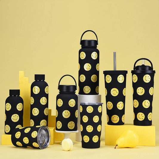 NEW SMILING FACE STAINLESS STEEL THERMOS CUP