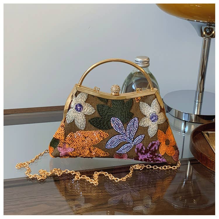 Chinese-style fashionable sequined flower handbag