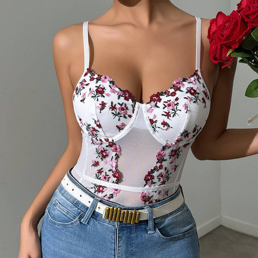BODY-SHAPING EMBROIDERED LACE BODYSUIT_CWMM4639